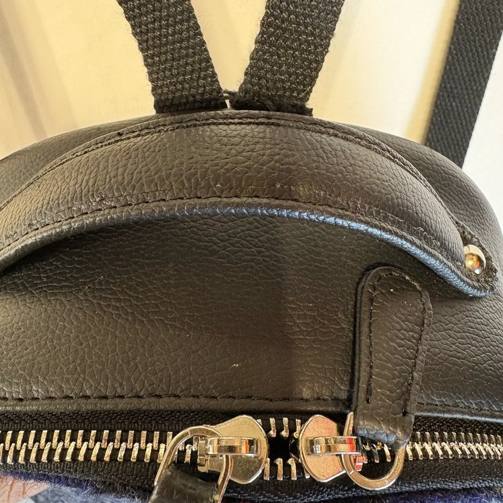 Harris Tweed mini back pack in grey and blue plaid pattern